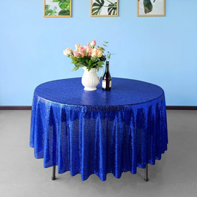 Neel Blue 90 Inch Round Sequin TableclothRoyal Blue from B&Q