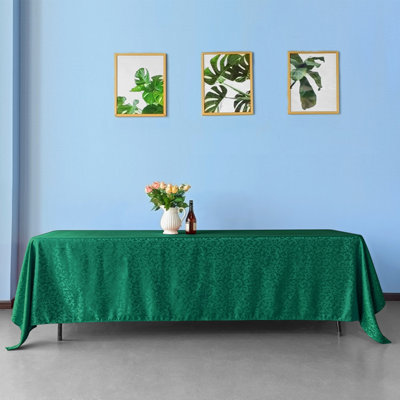 Neel Blue 70"x144" Rectangle Damask TableclothScrolled Leaves Pattern Circular Linen Table CoverGreen from B&Q