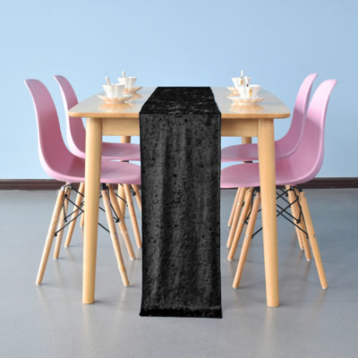 Neel Blue Crushed Velvet Table RunnerBlack33Cm X 274Cm from B&Q