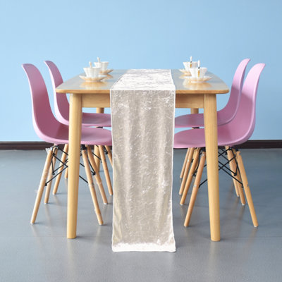 Neel Blue Crushed Velvet Table RunnerChampagne33Cm X 274Cm from B&Q