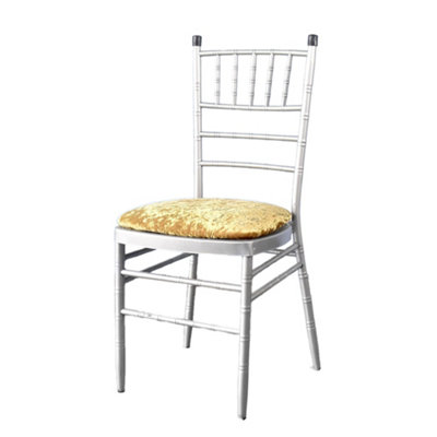 Neel Blue Gold Velvet Chair Seat Pad CoverPack Of 1 from B&Q