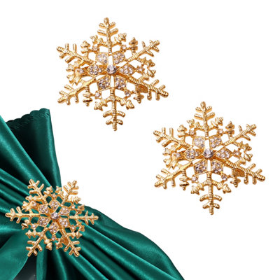 Neel Blue Christmas Snowflakes Napkin Rings With Diamante Rhinestone Serviettes HoldersGold from B&Q