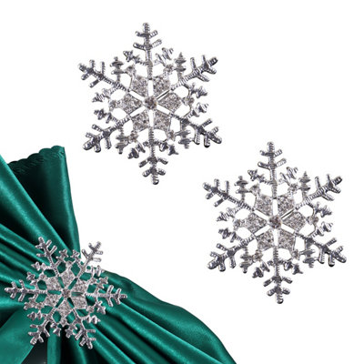 Neel Blue Christmas Snowflakes Napkin Rings With Diamante Rhinestone Serviettes HoldersSilver from B&Q