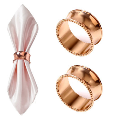 B&Q -  Hammered Design Napkin Rings Serviettes BuckleRose Gold