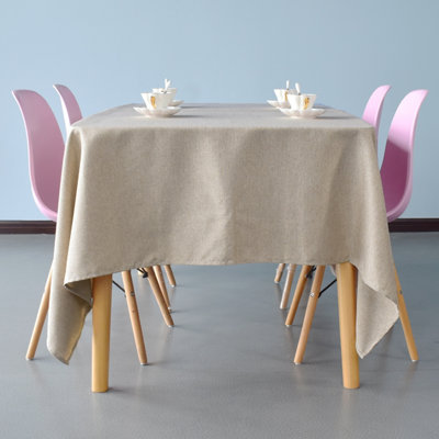 Neel Blue 140Cm X 200Cm Rectangle Tablecloth260Gsm Dining Table CoverBeige from B&Q