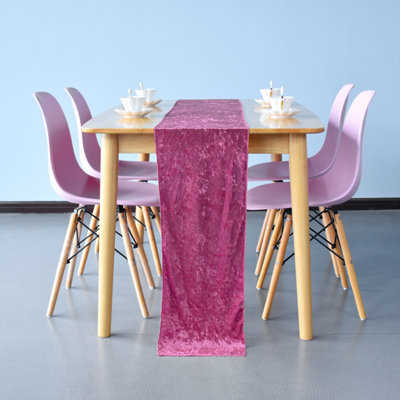 Neel Blue Crushed Velvet Table RunnerPink33Cm X 274Cm from B&Q