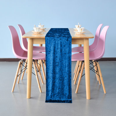 Neel Blue Crushed Velvet Table RunnerRoyal Blue33Cm X 274Cm from B&Q