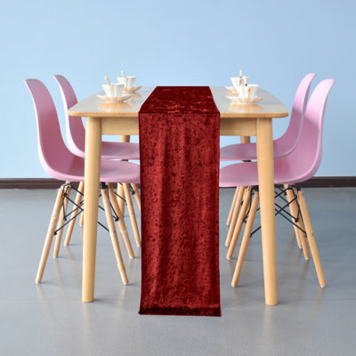 Neel Blue Crushed Velvet Table RunnerRed33Cm X 274Cm from B&Q