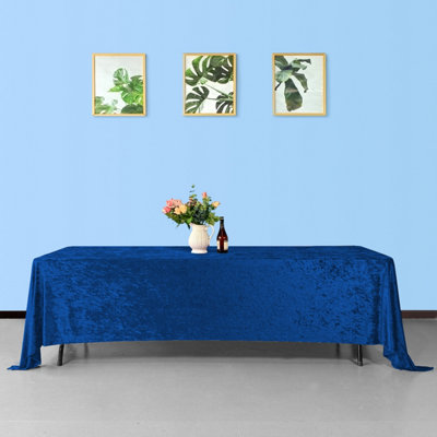 Neel Blue Diamond Velvet Rectangle TableclothRoyal Blue 70 Inch X 144 Inch from B&Q