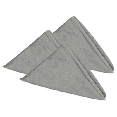 Neel Blue Diamond Velvet Napkins With Hemmed Edges20 InchSilver from B&Q