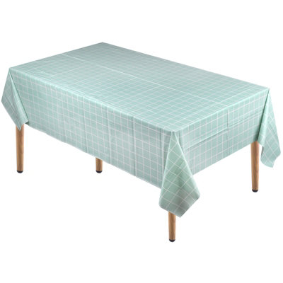 Neel Blue 137Cm X 180Cm Checkered Rectangular TableclothPvc Plastic Table CoverLight Blue from B&Q