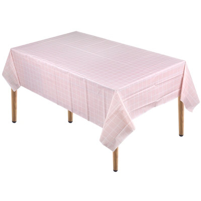 Neel Blue 137Cm X 180Cm Checkered Rectangular TableclothPvc Plastic Table CoverPastel Pink from B&Q