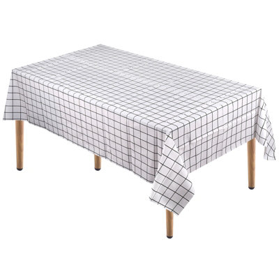 Neel Blue 137Cm X 180Cm Checkered Rectangular TableclothPvc Plastic Table CoverWhite from B&Q