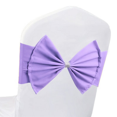 Neel Blue 10Pcs Chair Bow SashesElastic Spandex Stretch Chair BandsChair Ties With BuckleLavender from B&Q