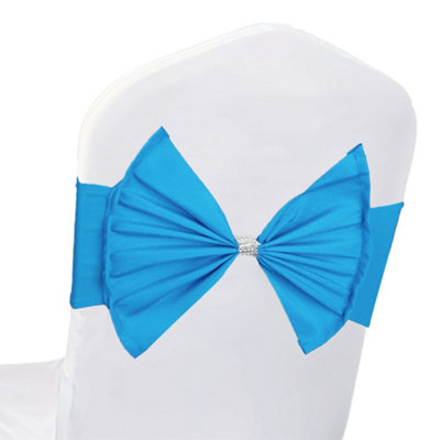 Neel Blue 10Pcs Wider Chair Bows Sash Band With Slider BuckleTurquoise from B&Q