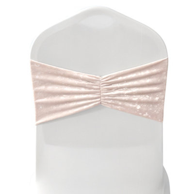 B&Q -  Pack Of 10 Velvet Chair Band Glitz Shiny Fabric Strechy Chair Band SashBlush Pink