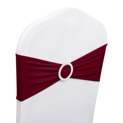 Neel Blue 13"x5" Burgundy Spandex Chair Bands With Slider BuckleStretchy Elastic Chair Sash10Pcs from B&Q