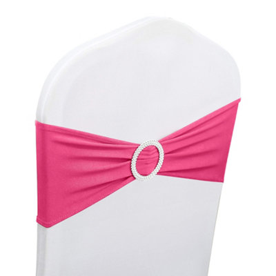 Neel Blue 13"x5" Hot Pink Spandex Chair Bands With Slider BuckleStretchy Elastic Chair Sash10Pcs from B&Q