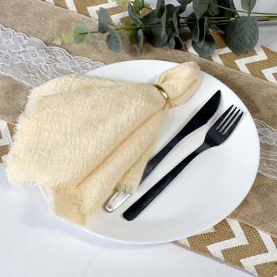 B&Q -  Fringe Cotton Cloth Napkin For DinnerBeigePack Of 1