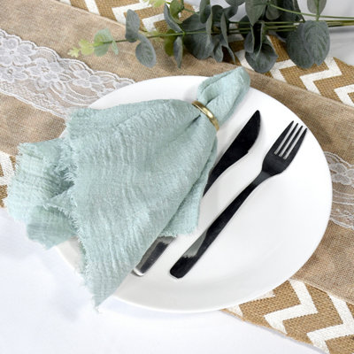 B&Q -  Fringe Cotton Cloth Napkin For DinnerSagePack Of 1