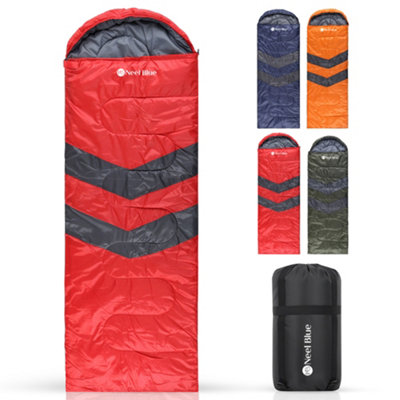 Neel Blue 4 Season Envelope Shape Sleeping Bag For Single Adult With Double Sided ZipRed from B&Q