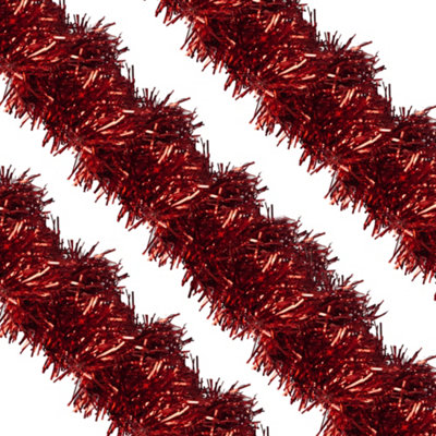 Neel Blue Red Metallic Shiny Christmas Tinsel Garland For Xmas Tree & Home Decorations2M X 9Cm from B&Q