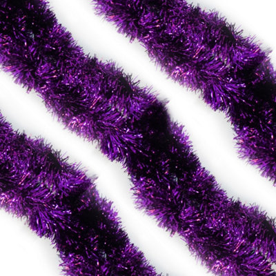 Neel Blue Purple Metallic Shiny Christmas Tinsel Garland For Xmas Tree & Home Decorations2M X 9Cm from B&Q