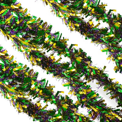 B&Q -  Multicolour Metallic Shiny Christmas Tinsel Garland For Xmas Tree & Home Decorations2M X 9Cm