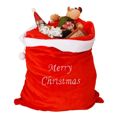 Neel Blue 50Cm X 70Cm Red Christmas Sack With 'merry Christmas' Embroidery For Xmas from B&Q