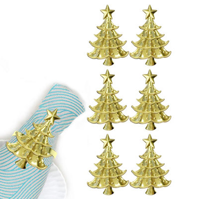 B&Q -  6Pcs Christmas Napkin Rings Xmas Tree Napkin Holder Serviette Buckle