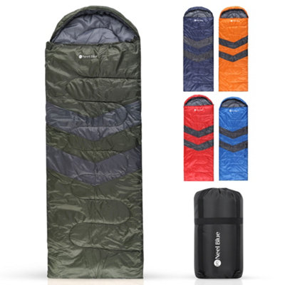 Neel Blue All Season Sleeping Bag Envelope Shape Single Adult Sleep BagGreen from B&Q