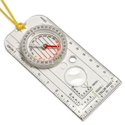 Neel Blue Acrylic Navigation CompassMap Reading Waterproof Orienteering Compass Scout from B&Q