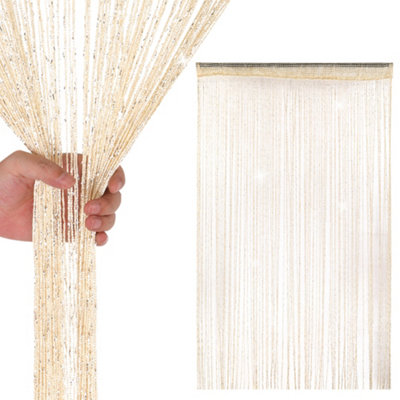Neel Blue Ivory String Polyester Glitter Fringe Fly DoorwayRoom Divider Tassel200Cm X 100Cm from B&Q