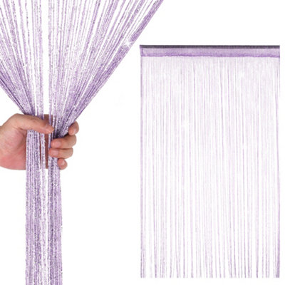 Neel Blue Lilac Purple String Polyester Glitter Fringe Fly DoorwayRoom Divider Tassel200Cm X 100Cm from B&Q