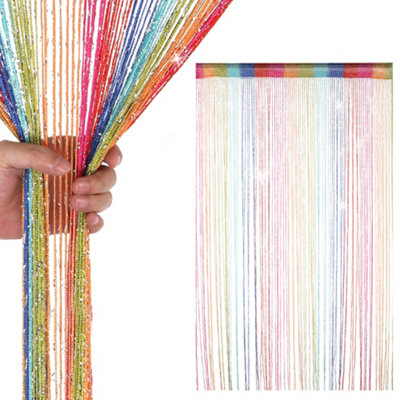 Neel Blue Multi String Polyester Glitter Fringe Fly DoorwayRoom Divider Tassel200Cm X 100Cm from B&Q