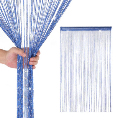 Neel Blue Royal Blue String Polyester Glitter Fringe Fly DoorwayRoom Divider Tassel200Cm X 100Cm from B&Q