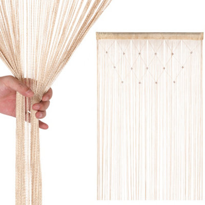 Neel Blue Champagne Beaded String Polyester CurtainFly Screen Room Divider Panel200Cm X 100Cm from B&Q