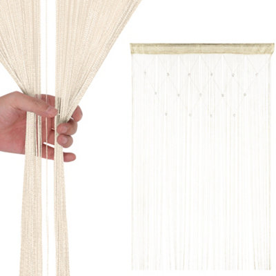 Neel Blue Ivory Glitter Beaded String Polyester CurtainFly Screen Room Divider Panel200Cm X 100Cm from B&Q