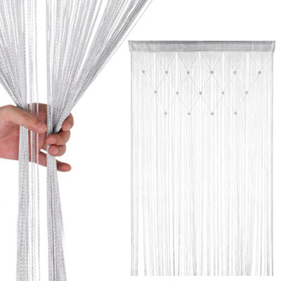 Neel Blue Silver Glitter Beaded String Polyester CurtainFly Screen Room Divider Panel200Cm X 100Cm from B&Q