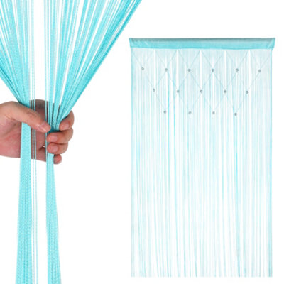 Neel Blue Turquoise Glitter Beaded String Polyester CurtainFly Screen Room Divider Panel200Cm X 100Cm from B&Q