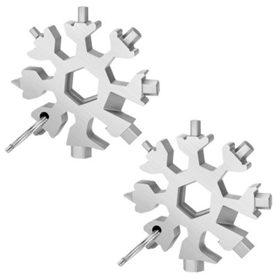 B&Q -  18-In-1 Stainless Steel Snowflake Multi-Tool With Keychain2PcsSilver