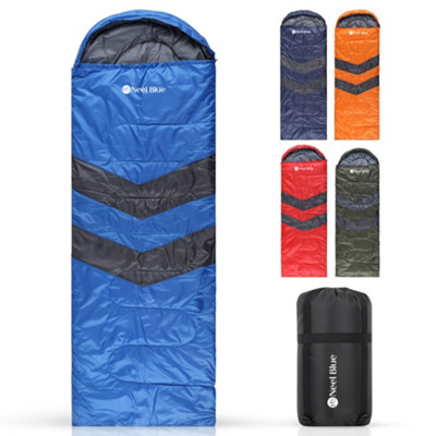 Neel Blue All Season Sleeping Bag Envelope Shape Single Adult Sleep BagBlue from B&Q