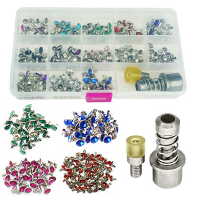 B&Q -  8mm Diamante Rivets & Dies Set For Diy & Leather Crafts