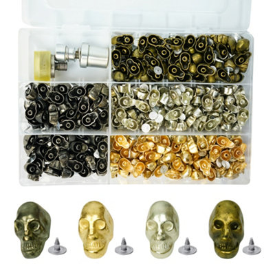Neel Blue 100Pcs Skull Head Rivets & Back Pin With Fixing Dies Set9mm X 15mm from B&Q