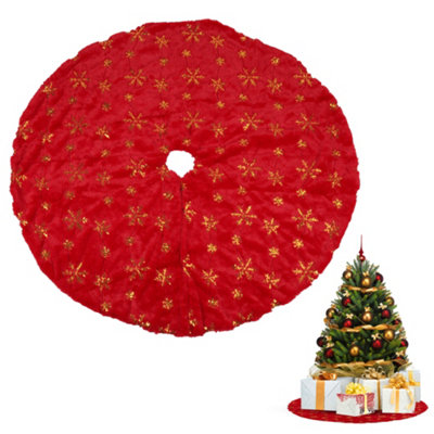 B&Q -  1M Christmas Large Red And Gold Snowflake Tree Skirt