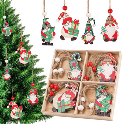 Neel Blue Colourful Wooden Christmas Gnome Pendants12Pcs from B&Q