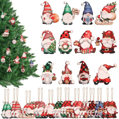 Neel Blue Red & GreenChristmas Gnome Ornaments24Pcs from B&Q