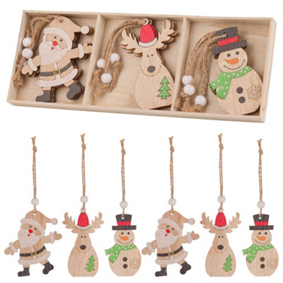Neel Blue Wooden Christmas Tree OrnamentsPack Of 9 from B&Q