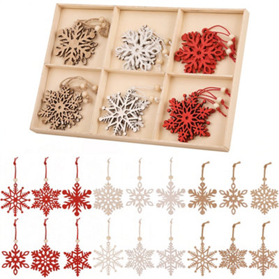 Neel Blue Rustic Christmas Wooden Snowflake Ornaments18Pcs from B&Q