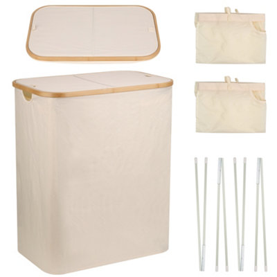 Neel Blue 140L Beige Foldable Laundry Hamper With Lid from B&Q
